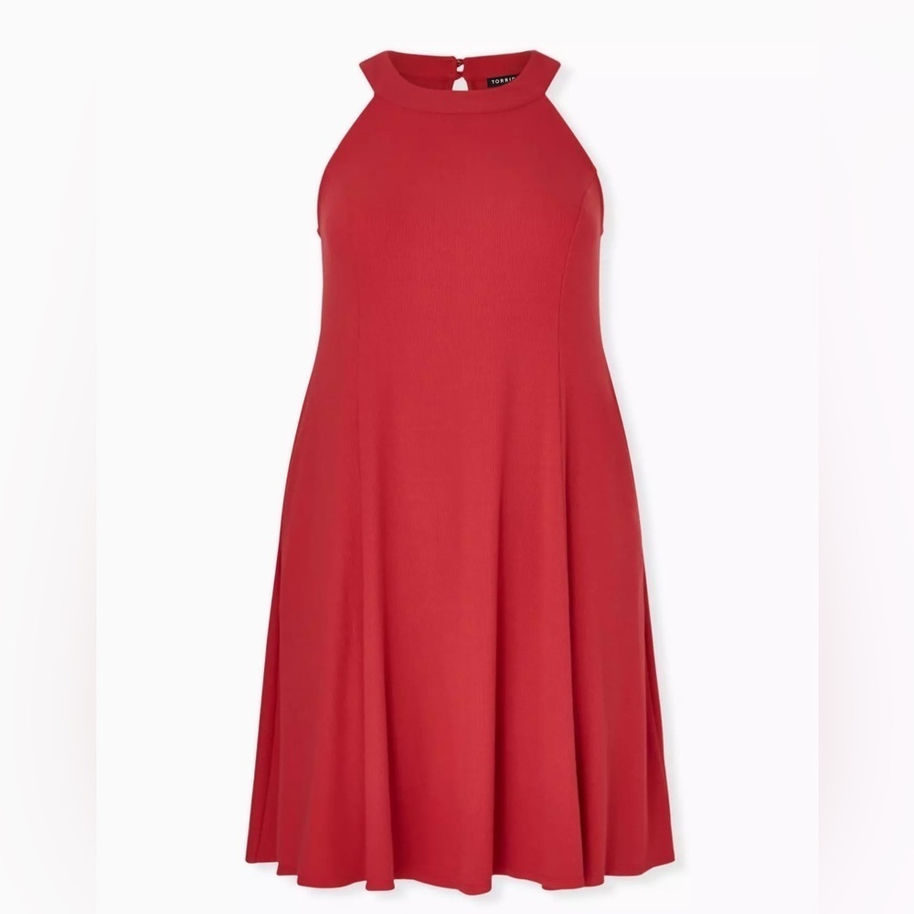 NWT Torrid Mini Rib Trapeze Dress American Beauty Red Swing Knee Length Size 3X - Picture 2 of 13